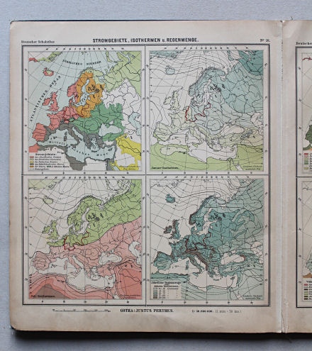 Lüddecke-Haack, Deutscher Schulatlas, 1905
28. Europa: Stromgebiete, Isothermen u. Regenmenge