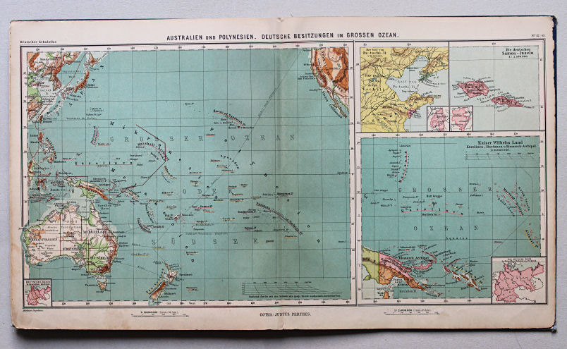 Lüddecke-Haack, Deutscher Schulatlas, 1905
42/43. Australien und Polynesien. Deutsche Besitzungen im Grossen Ozean
