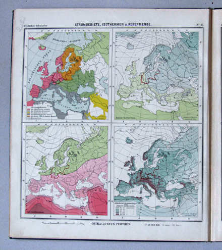 Lüddecke-Haack, Deutscher Schulatlas, 1907
28. Europa: Stromgebiete, Isothermen u. Regenmenge