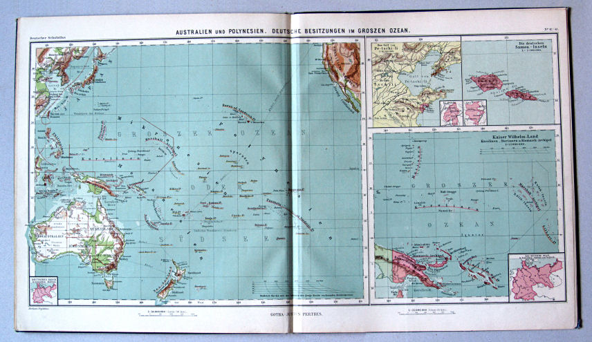 Lüddecke-Haack, Deutscher Schulatlas, 1907
42/43. Australien und Polynesien. Deutsche Besitzungen im Groszen Ozean