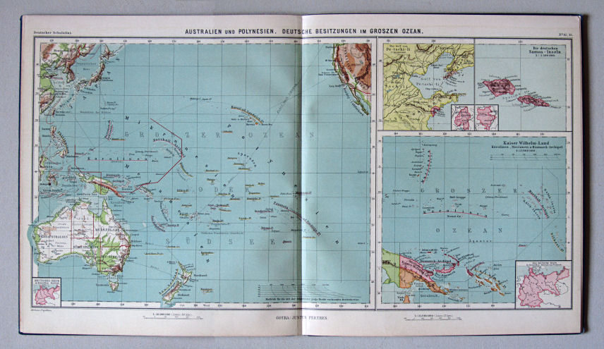 Lüddecke-Haack, Deutscher Schulatlas, 1914
42/43. Australien und Polynesien. Deutsche Besitzungen im Groszen Ozean