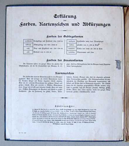 Lüddecke-Haack, Deutscher Schulatlas, 1923
Schutblad voorin met legenda / Front endpaper with key to map symbols