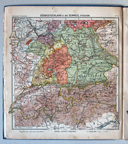 Lüddecke-Haack, Deutscher Schulatlas, 1923
12. Süddeutschland u. die Schweiz, Staaten