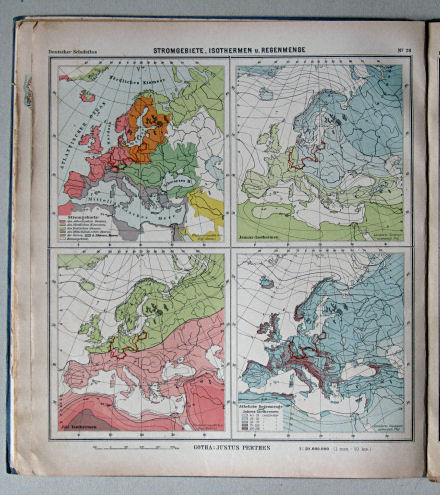 Lüddecke-Haack, Deutscher Schulatlas, 1923
28. Europa: Stromgebiete, Isothermen u. Regenmenge