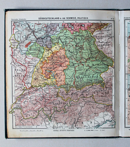 Lüddecke-Haack, Deutscher Schulatlas, 1926
12. Süddeutschland u. die Schweiz, politisch