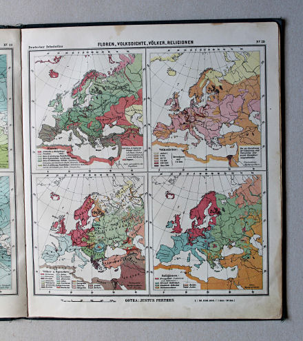 Lüddecke-Haack, Deutscher Schulatlas, 1926
29. Europa: Floren, Volksdichte, Völker und Sprachen, Religionen