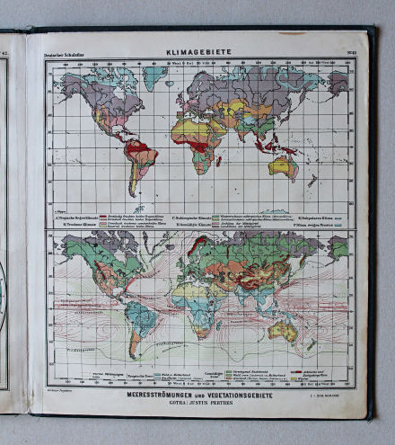 Lüddecke-Haack, Deutscher Schulatlas, 1926
43. Klimagebiete. Meeresströmungen und Vegetationsgebiete