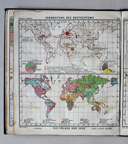 Lüddecke-Haack, Deutscher Schulatlas, 1926
46. Verbreitung des Deutschtums. Die Völker der Erde