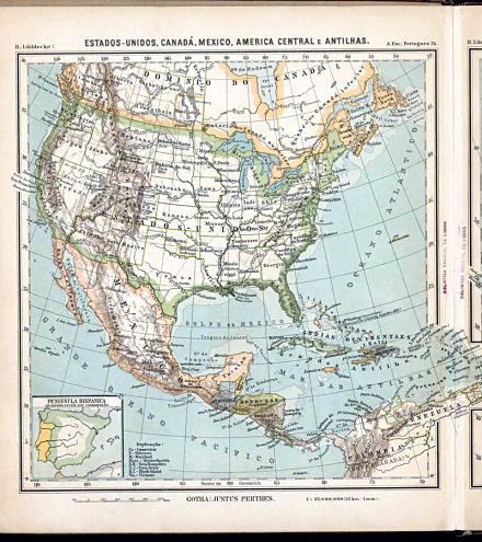 Lüddecke, Atlas Escolar Portuguez, 1897
35. Estados-Unidos, Canadá, Mexico, America Central e Antilhas