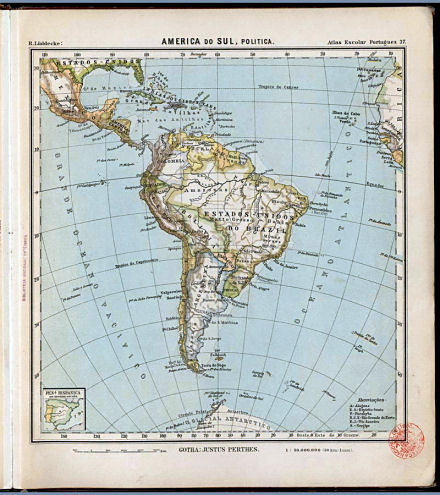 Lüddecke, Atlas Escolar Portuguez, 1897
37. America do Sul, politica
