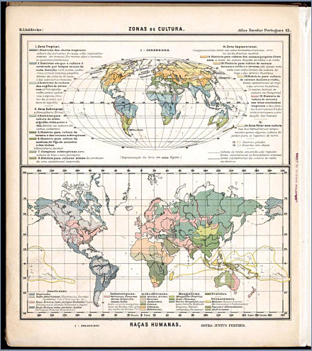 Lüddecke, Atlas Escolar Portuguez, 1897
42. Zonas de Cultura, Raças Humanas