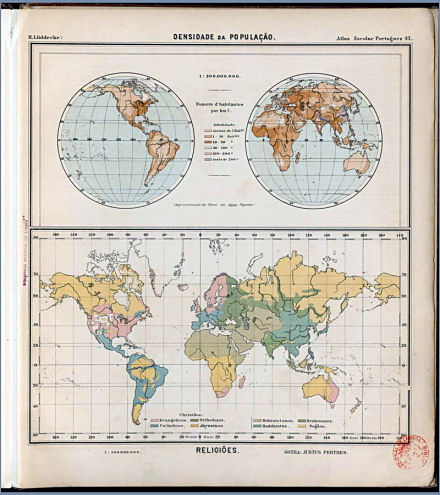 Lüddecke, Atlas Escolar Portuguez, 1897
43. Densidade da População, Religiões