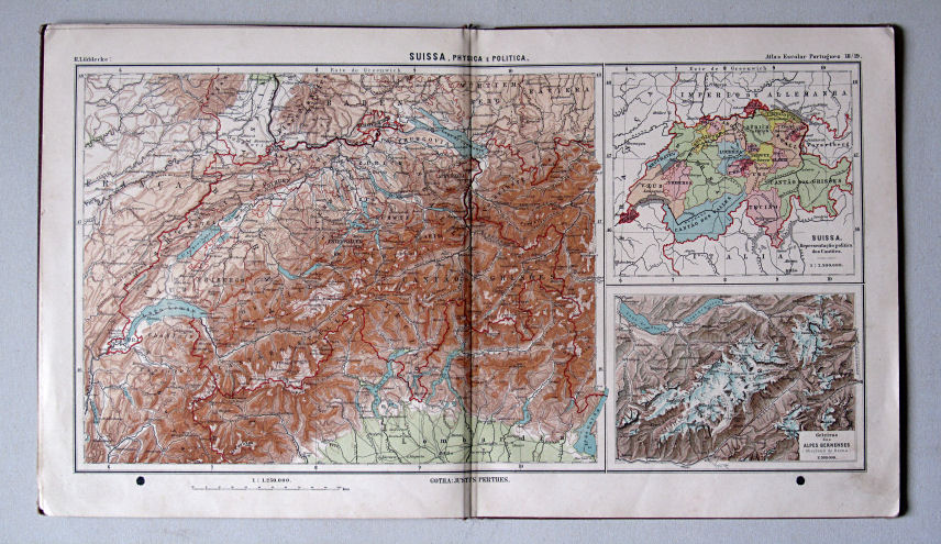 Lüddecke, Atlas Escolar Portuguez, 1902
18/19. Suissa, physica e politica
