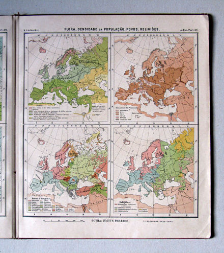 Lüddecke, Atlas Escolar Portuguez, 1902
27. Europa: Flora, Densidade da População, Povos, Religiões