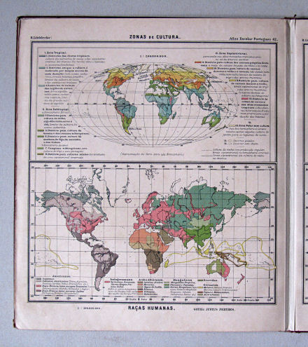 Lüddecke, Atlas Escolar Portuguez, 1902
42. Zonas de Cultura, Raças Humanas