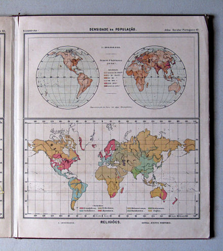 Lüddecke, Atlas Escolar Portuguez, 1902
43. Densidade da População, Religiões