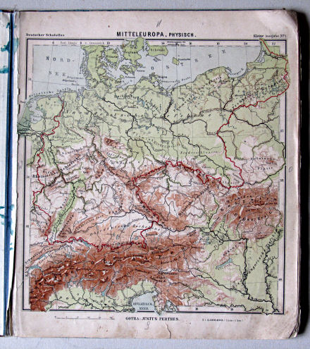 Lüddecke-Haack, Deutscher Schulatlas, Kleine Ausgabe, ca. 1903
1. Mitteleuropa, physisch