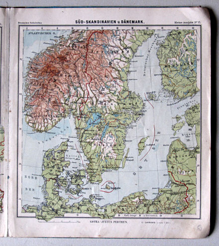 Lüddecke-Haack, Deutscher Schulatlas, Kleine Ausgabe, ca. 1903
17. Süd-Skandinavien u. Dänemark