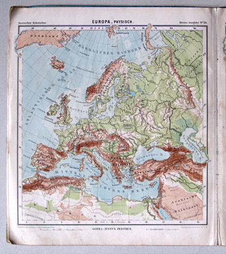 Lüddecke-Haack, Deutscher Schulatlas, Kleine Ausgabe, ca. 1903
20. Europa, physisch