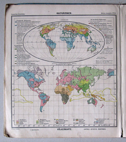 Lüddecke-Haack, Deutscher Schulatlas, Kleine Ausgabe, ca. 1903
30. Kulturzonen, Völkerkarte