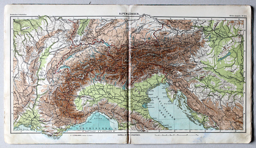 Lüddecke-Haack, Deutscher Schulatlas, Kleine Ausgabe, 1910
8/9. Alpenländer