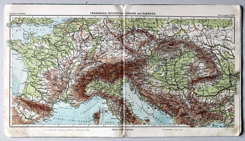 Lüddecke-Haack, Deutscher Schulatlas, Kleine Ausgabe, 1910
14/15. Frankreich, Österreich-Ungarn und Rumänien