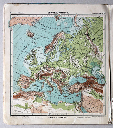 Lüddecke-Haack, Deutscher Schulatlas, Kleine Ausgabe, 1910
20. Europa, physisch