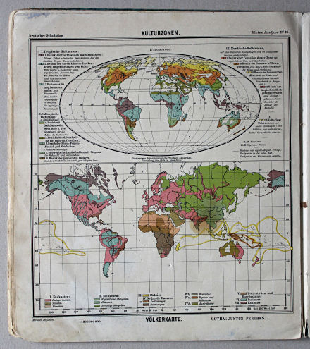 Lüddecke-Haack, Deutscher Schulatlas, Kleine Ausgabe, 1910
30. Kulturzonen, Völkerkarte
