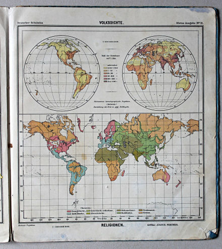 Lüddecke-Haack, Deutscher Schulatlas, Kleine Ausgabe, 1910
31. Volksdichte, Religionen