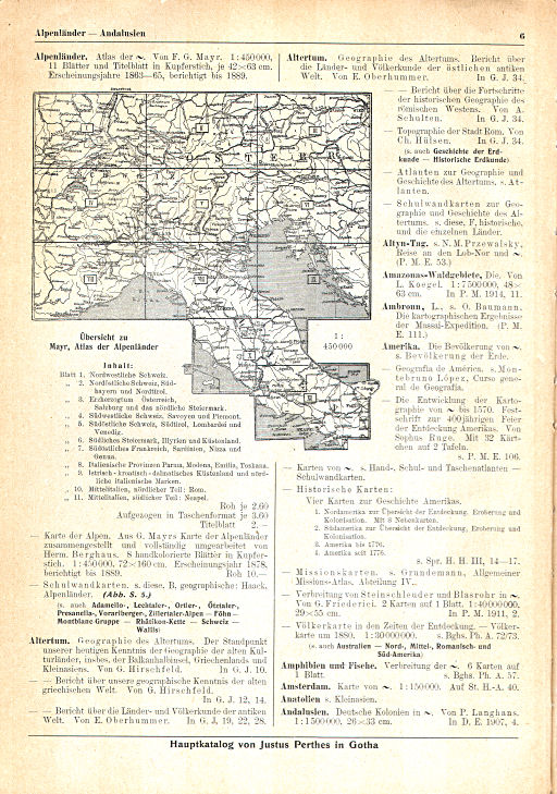 Haupt-Katalog Justus Perthes 1915
bladzijde 6 / page 6 (Mayr's Atlas der Alpenländer)