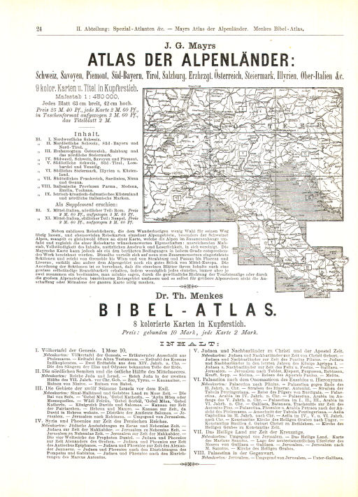 Katalog der Atlanten ... Justus Perthes. Gotha 1886
II. Spezial-Atlanten &c. (p. 24)