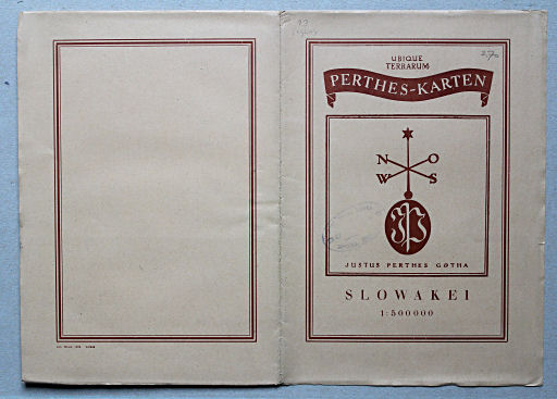 Ubique terrarum, Perthes-Karten
Omslag zonder bladwijzer, drukcode onder het kader op de achterkant / Cover without sheet index, printing code below frame on verso