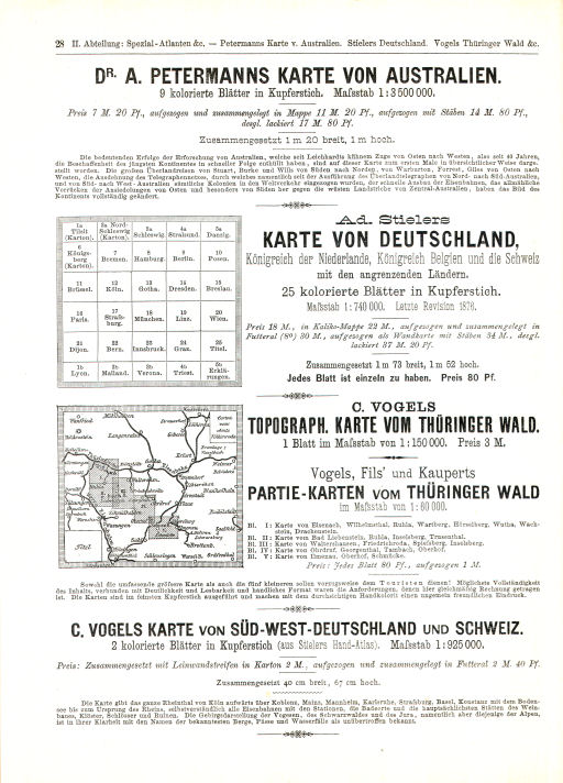 Katalog der Atlanten ... Justus Perthes. Gotha 1886
II. Spezial-Atlanten &c. (p. 28)
