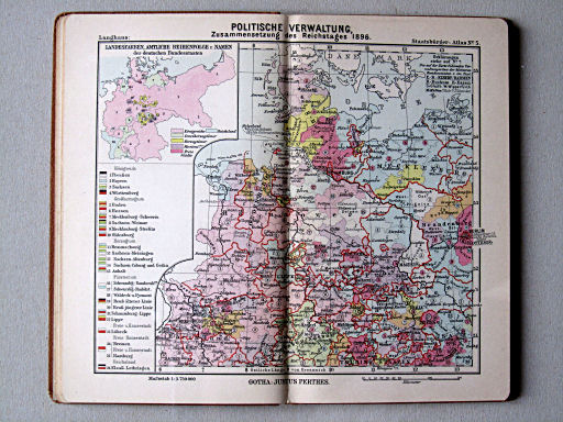 Perthes' Staatsbürger-Atlas (1896)
5. Politische Verwaltung, Zusammensetzung des Reichstags 1896 (Nordwesten)