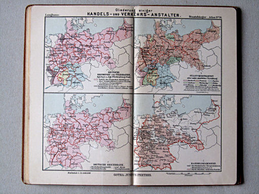 Perthes' Staatsbürger-Atlas (1896)
14. Gliederung einiger Handels- und Verkehrs-Anstalten