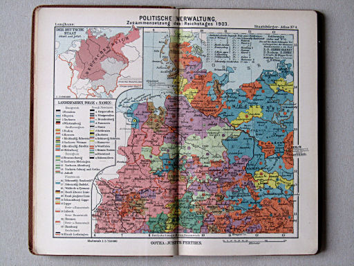 Perthes' Staatsbürger-Atlas (1904)
4. Politische Einteilung, Zusammensetzung des Reichstags 1903 (Nordwesten)