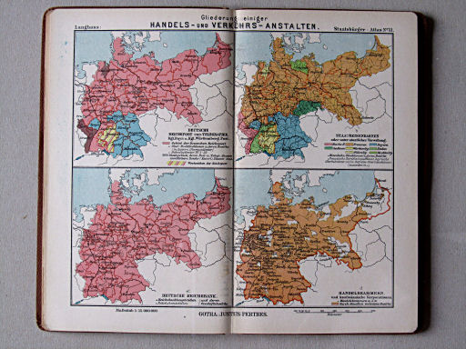 Perthes' Staatsbürger-Atlas (1904)
11. Gliederung einiger Handels- und Verkehrs-Anstalten