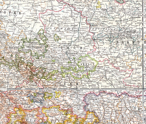 Stielers Hand-Atlas, 9. Aufl. (1907)
9-12. Das Deutsche Reich in 4 Blättern (C. Vogel)