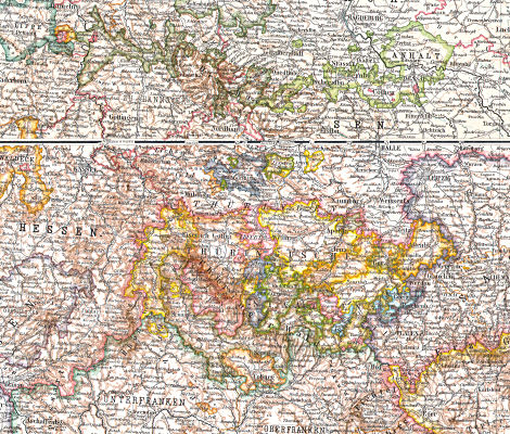 Stielers Hand-Atlas, 9. Aufl. (1907)
9-12. Das Deutsche Reich in 4 Blättern (C. Vogel)
