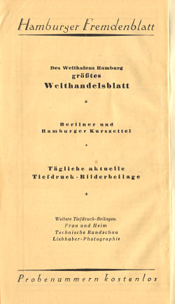 Taschenatlas vom Deutschen Reich
Hamburger Fremdenblatt [1927]
Schutblad voorin / Front endpaper