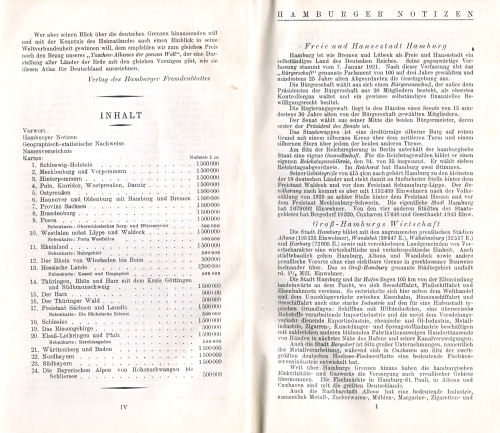 Taschenatlas vom Deutschen Reich
Hamburger Fremdenblatt [1927]
Voorwoord (2), informatie over Hamburg(1) / Preface (2), Information on Hamburg (1)