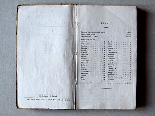 Taschenatlas von Deutschland, 1950
Inhoudsopgave / Table of contents