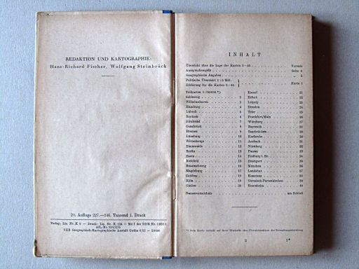 Taschenatlas von Deutschland, 1955
Inhoudsopgave / Table of contents