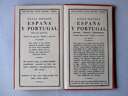 Perthes Atlas portátil de Espanha e Portugal (1938)
Schutbladen achterin / Rear endpapers
