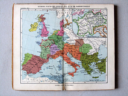 Justus Perthes Geschichtsatlas (1927/43?)
1. Europa nach Chr. Geburt. bis zum VIII. Jahrhundert. Grenzen von 525