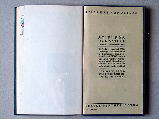 Justus Perthes See-Atlas (1940)
Schutblad achterin / Rear endpaper