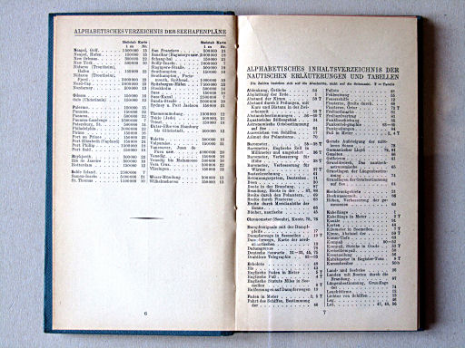 Justus Perthes See-Atlas (1940)
Havenplattegronden, overzicht tabellen / Harbor plans, overview of tables