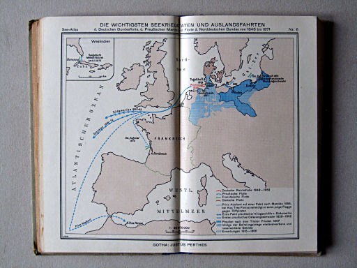 Justus Perthes See-Atlas (1944)
6. Die wichtigsten Seekriegstaten und Auslandsfahrten (1848-1871)