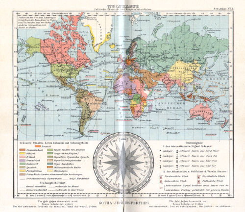 Perthes' See-Atlas (1911)
3. Weltkarte. Politische Übersicht und Hauptverkehrslinien