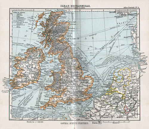 Atlas portatil de Justus Perthes (1911)
6. Ilhas Britannicas, Belgica e Hollanda
